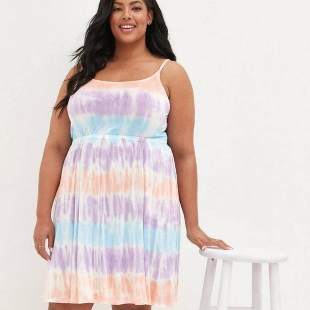 Torrid 2 (2X 18/20) Tie Dye Strappy Back Super Soft Skater Sun Dress w/Pockets